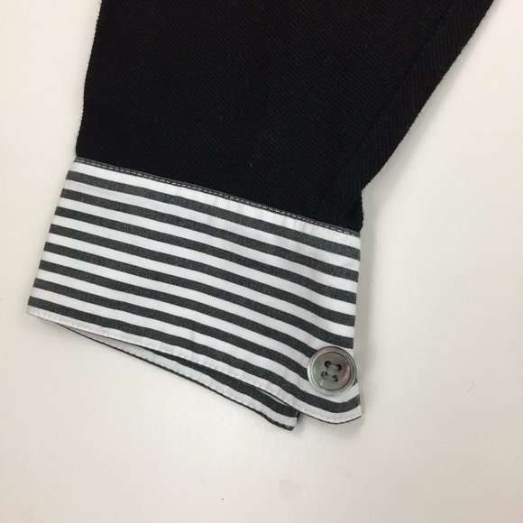 SOPHNET. Japan Striped Cuffs Henley Button Slit Hem Long Sleeve Shirt - Picture 7 of 10